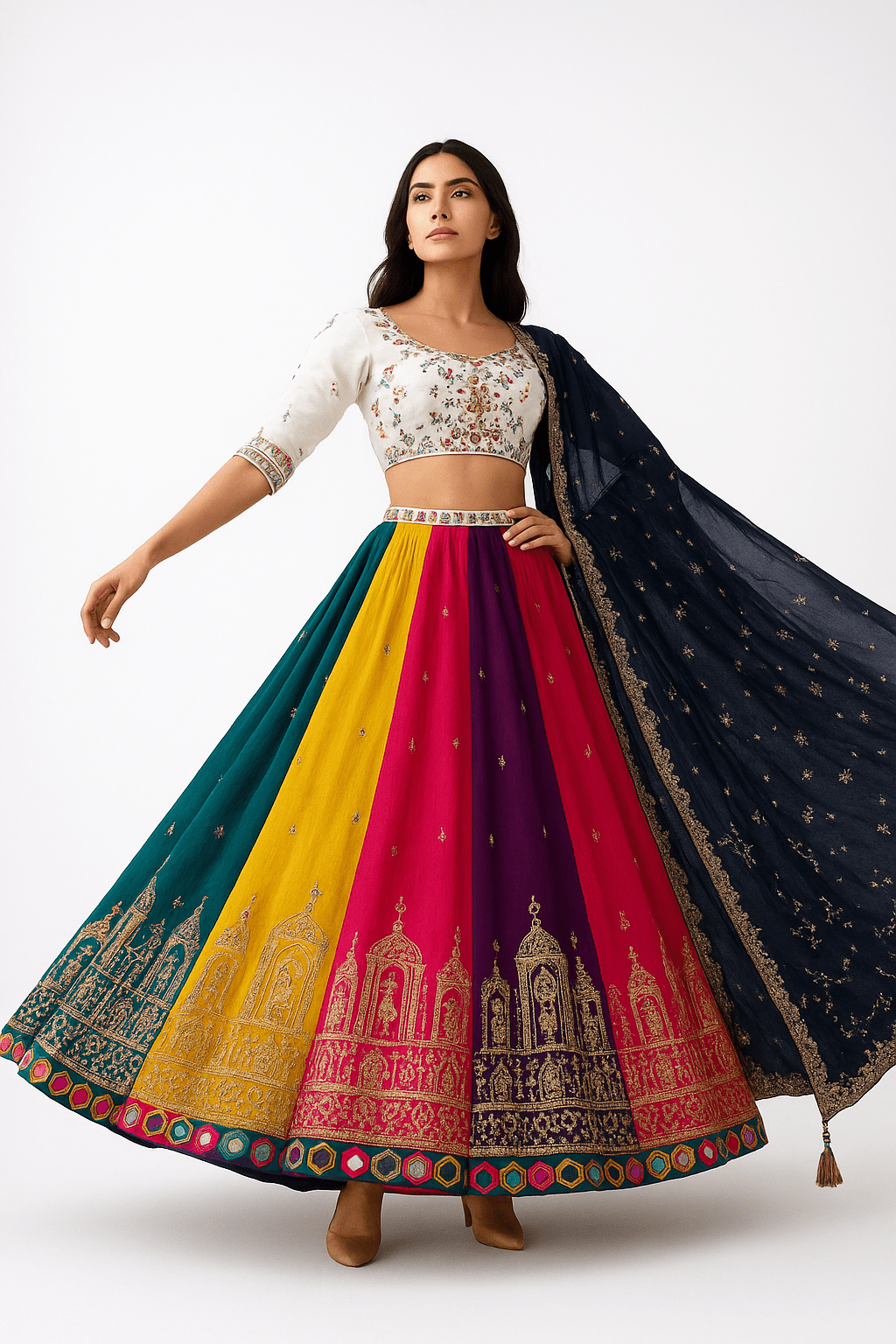 💃 Royal Twirl: 12 - Meter Full - Flair Designer Chaniya Choli Set | The Ultimate Navratri Statement