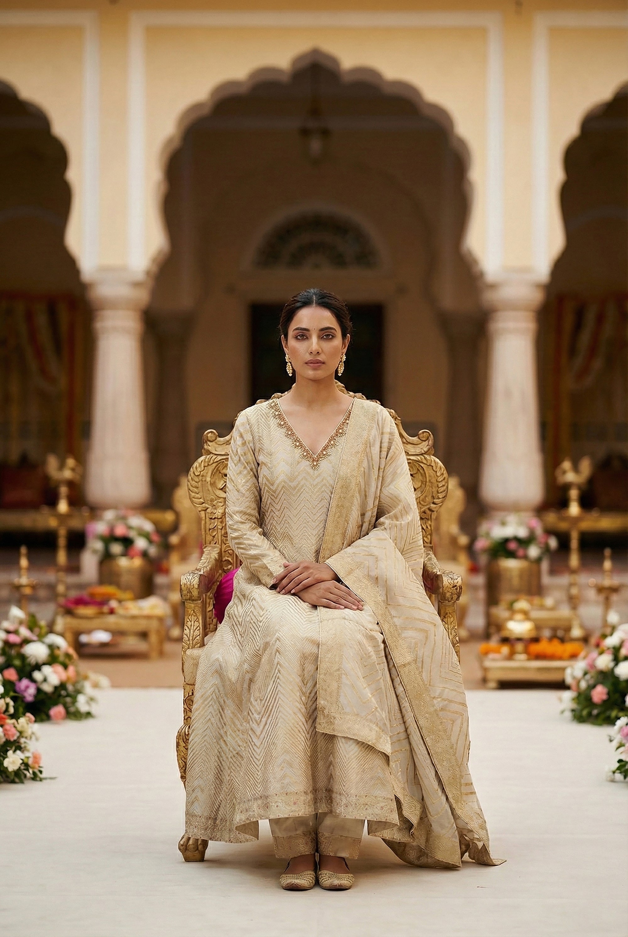 Royal Weave — Pure Banarasi Anarkali Suit with Elegant Work | Palkhi Fashion