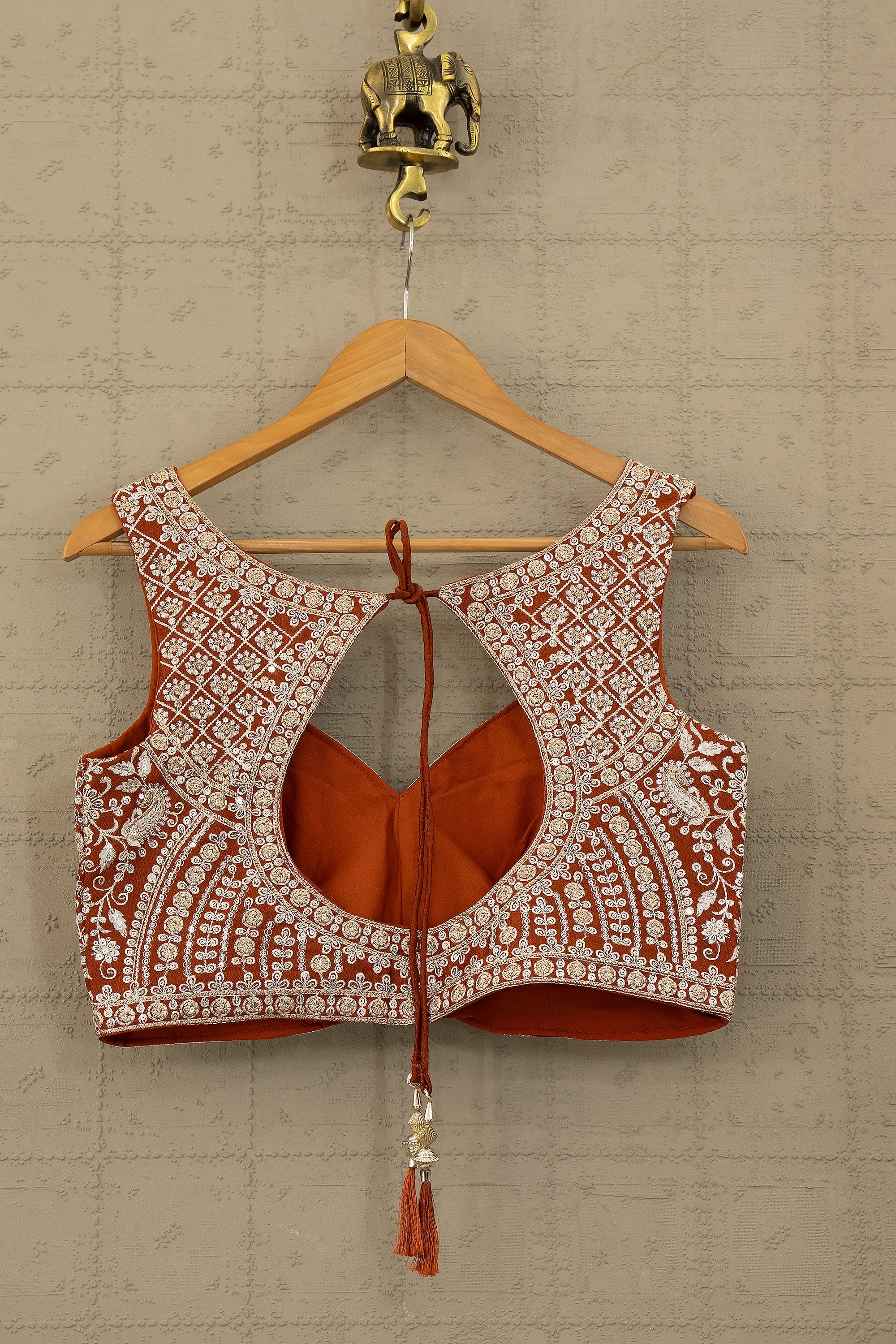 Rust Orange Lehenga Choli Set with Elegant Embroidery | Palkhi Fashion Houston