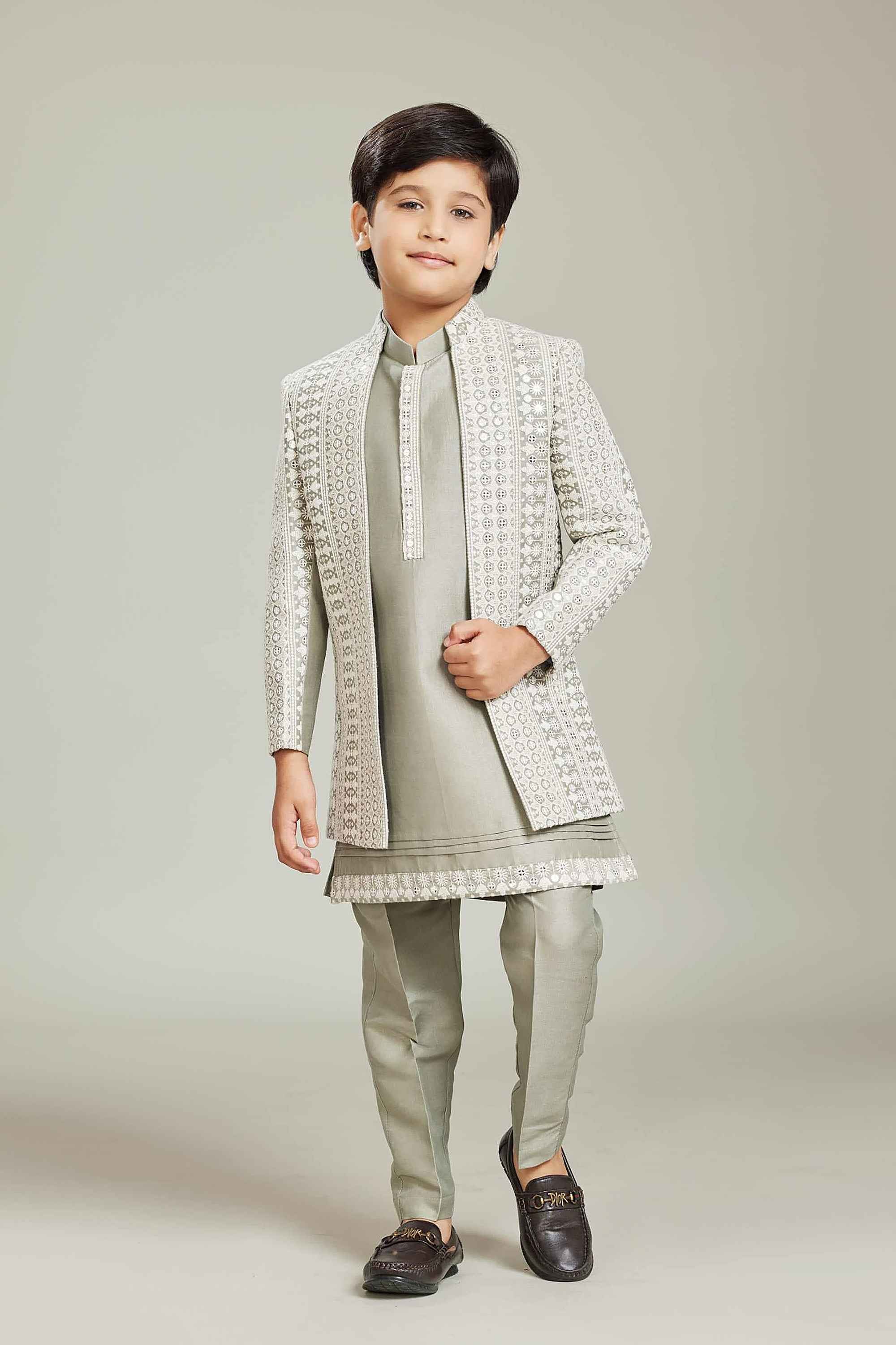 green indo western dress for male Sage Boys Indowestern with Jacket – Palkhi Fashion