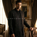 Shadow Luxe —Men’s Black Open Jacket Indo - Western with Elegant Work | Palkhi Fashion