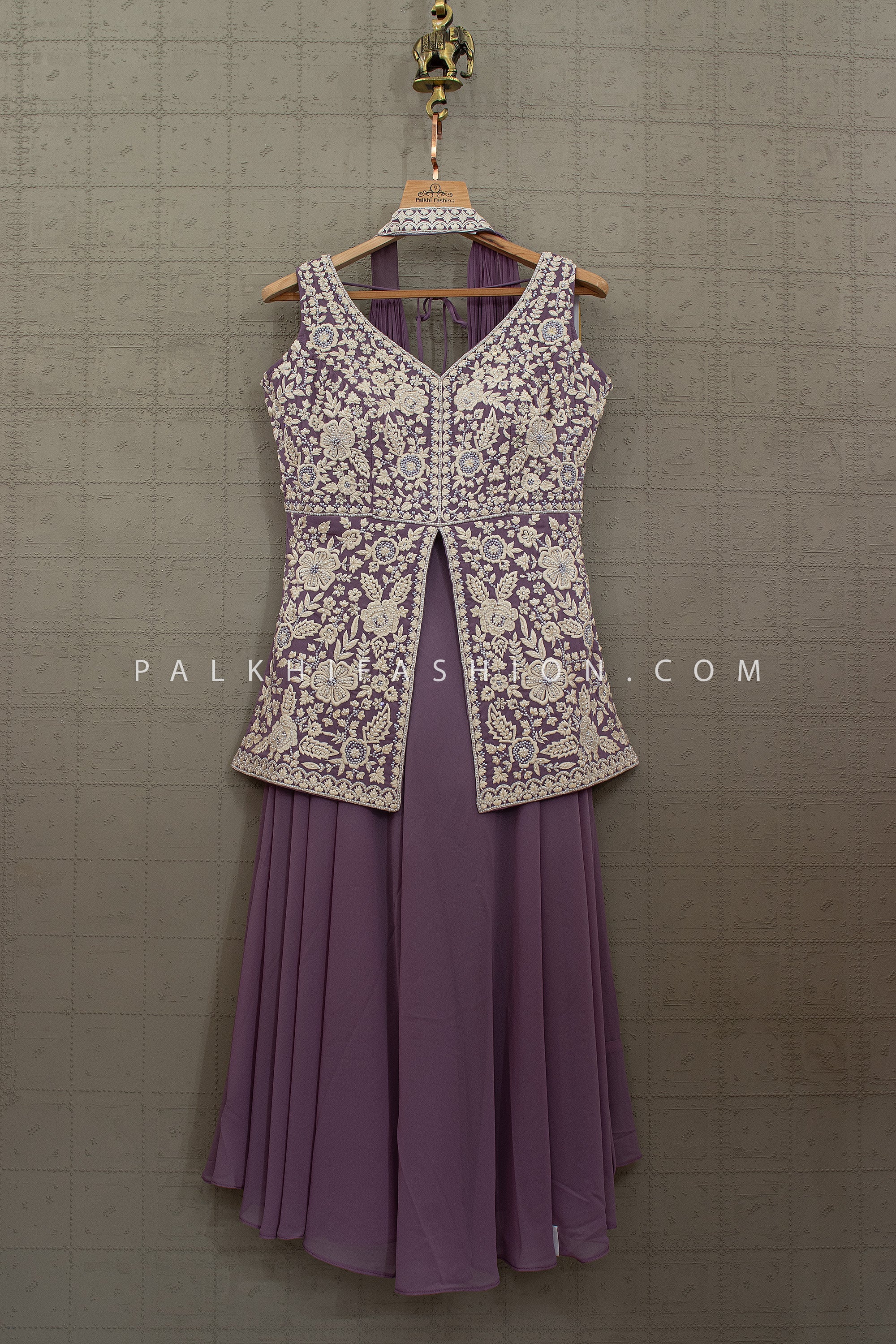 Soft Lavender Grace - Lilac Embroidered Palazzo Suit Set – Palkhi Fashion