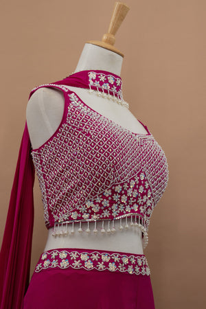 💗 Spotlight Ready: Rani Pink Designer Palazzo Set with Heavily Embellished Blouse – Palkhi Fashion