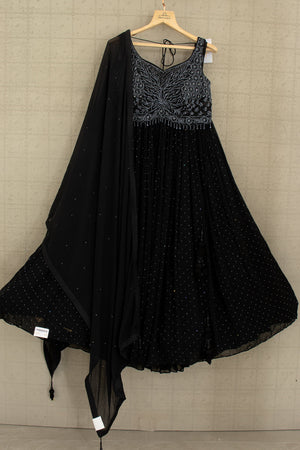 🖤 Starlit Noir: Black Georgette Handwork Lehenga Choli Set by Palkhi Fashion