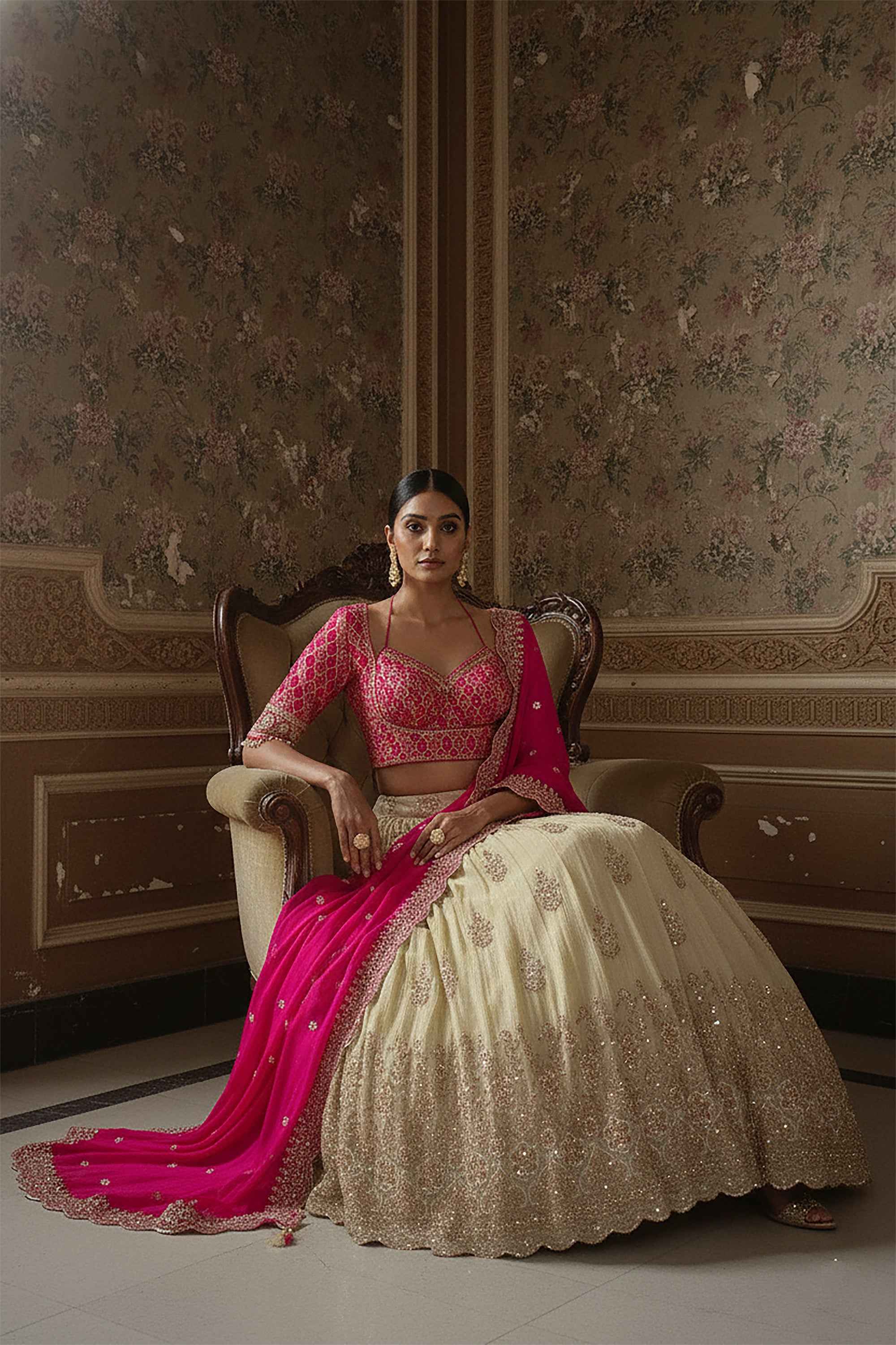 pink and gold dress for wedding This rose gold gown from Anovia featuring metallic thread accents is taking our breath away!