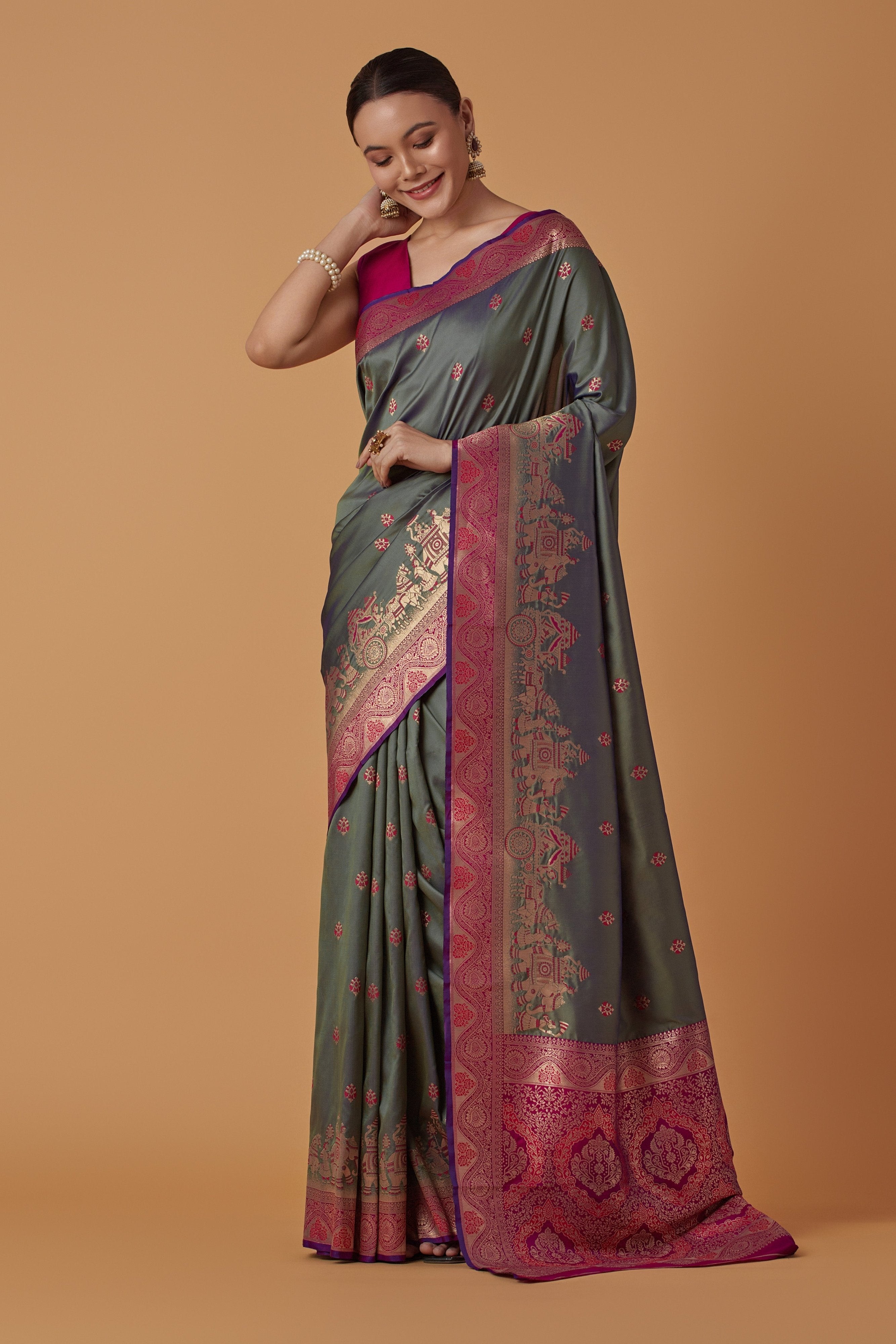 Stunning Kanjivaram Silk Saree with Appealing work – Palkhi Fashion