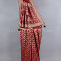 Stunning Maroon Pure Banarasi Georgette Saree with Cutdana & Handwork