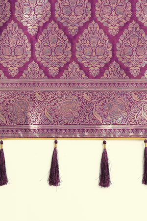Stunning Purple Kanjivaram Silk Saree with Contrasting Blouse – Palkhi Fashion