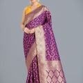 Stunning Purple Kanjivaram Silk Saree with Contrasting Blouse – Palkhi Fashion
