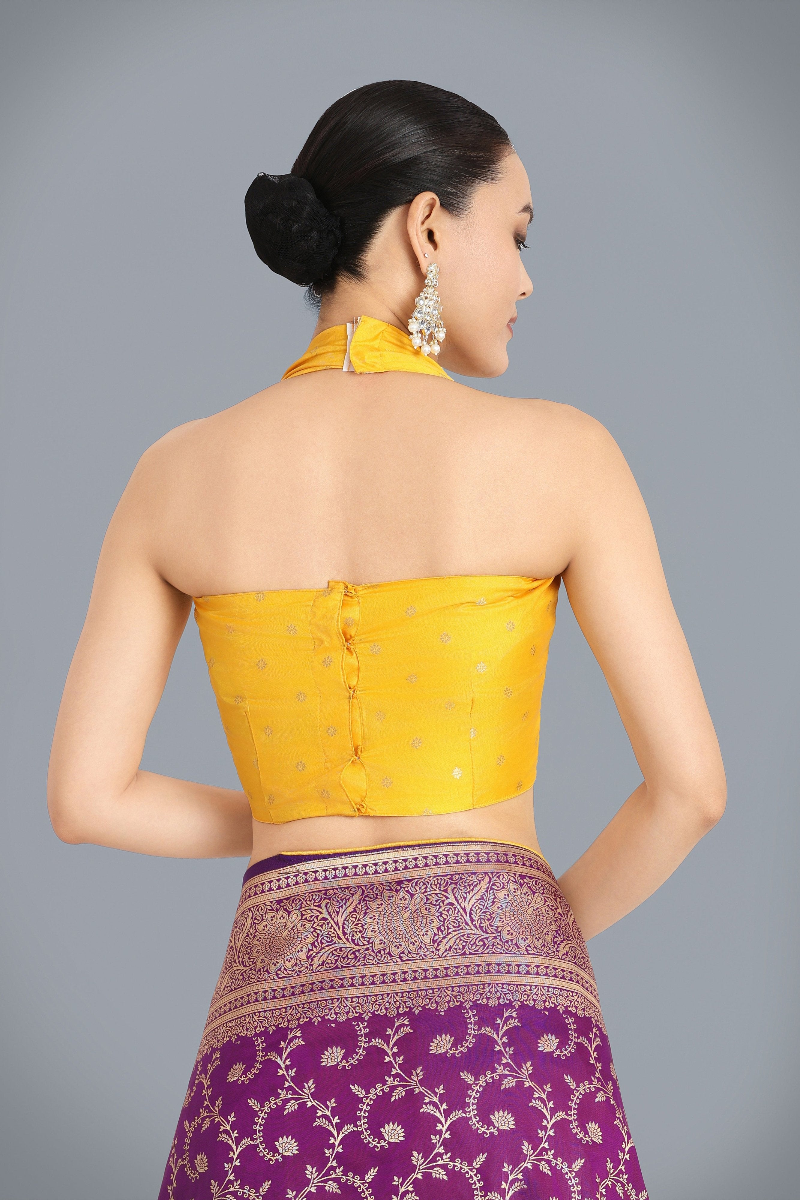 Stunning Purple Kanjivaram Silk Saree with Contrasting Blouse – Palkhi Fashion