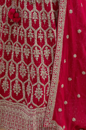 Stunning Rani Pink Embroidered Lehenga Choli for Festive Occasions – Palkhi Fashion