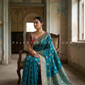 Teal Banarasi Silk Saree with Patola Silk Handworked Blouse – Palkhi Fashion Houston