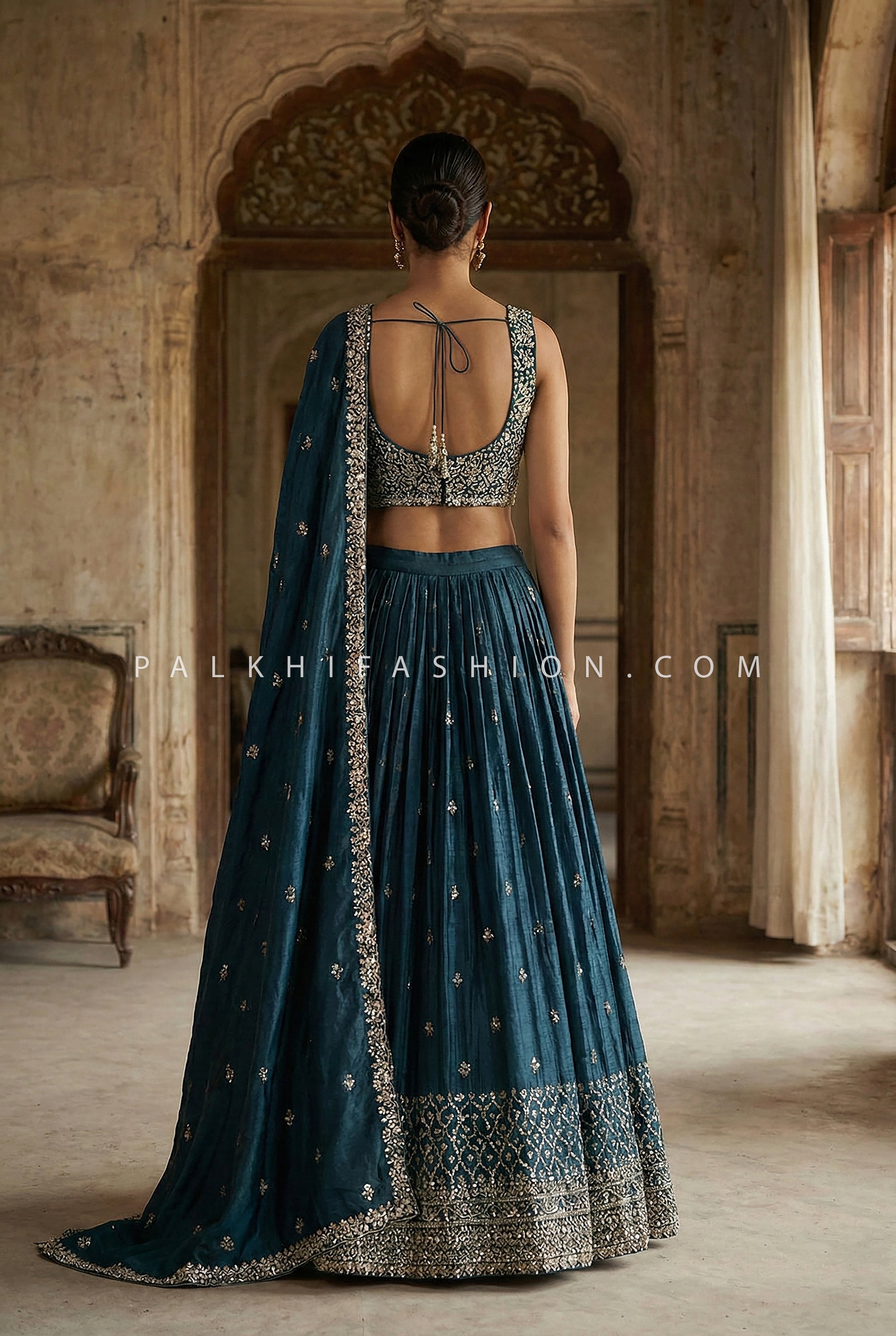 Teal Lehenga Choli with Luxury Embroidery Work – Palkhi Fashion Houston