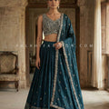 Teal Lehenga Choli with Luxury Embroidery Work – Palkhi Fashion Houston