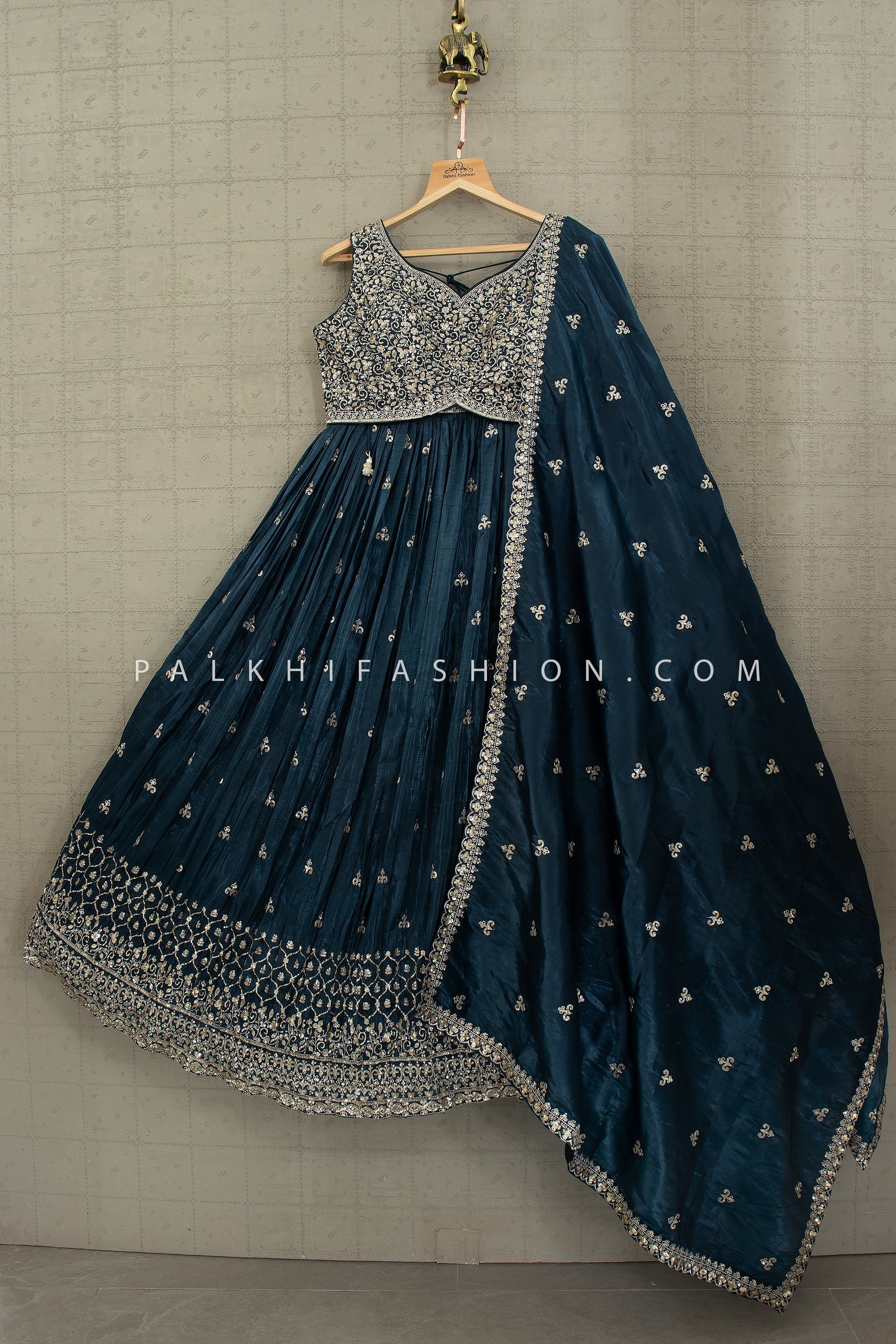 Teal Lehenga Choli with Luxury Embroidery Work – Palkhi Fashion Houston