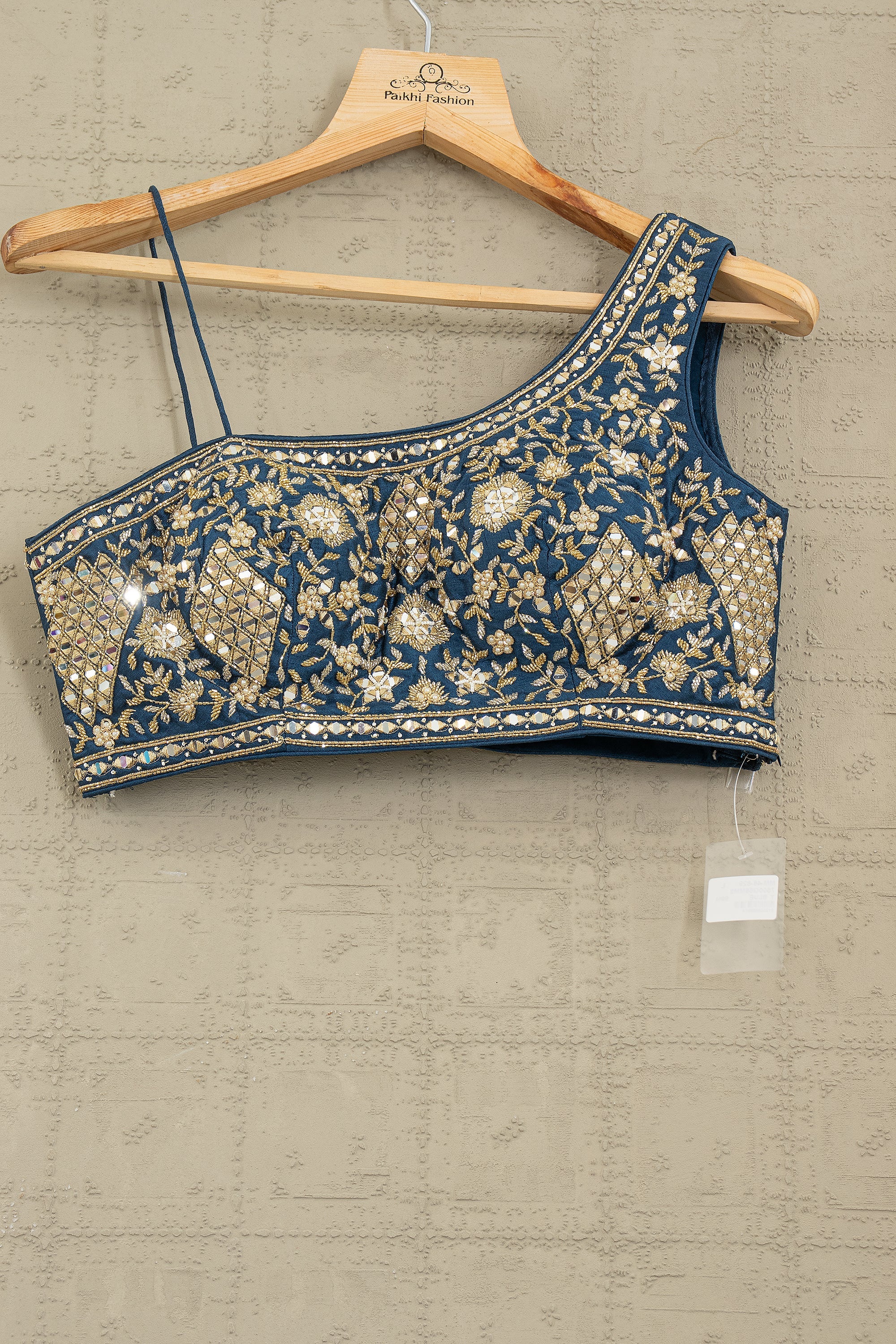 Teal Royale: One - Shoulder Mirror Work Lehenga Set – Palkhi Fashion