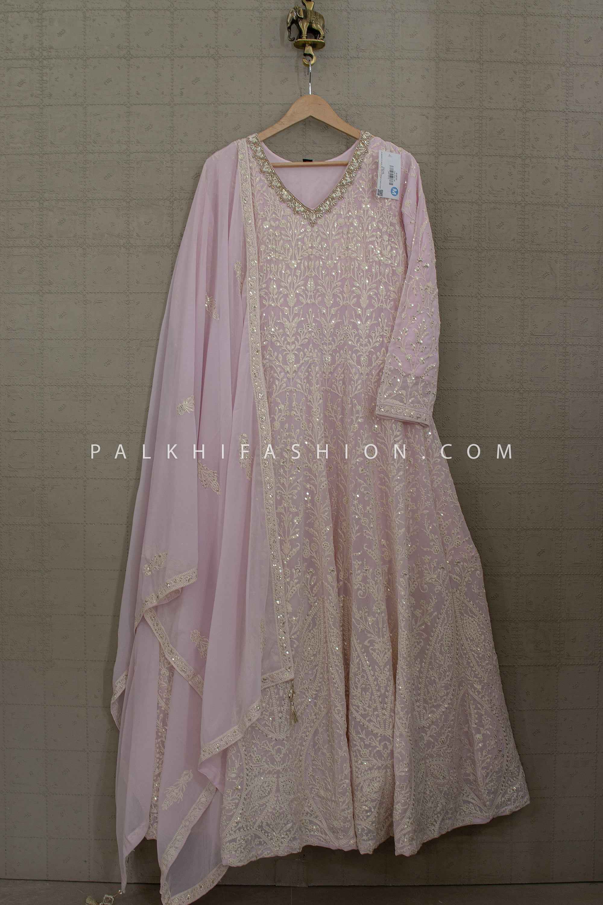 Timeless Chikankari Georgette Anarkali Gown – Palkhi Fashion