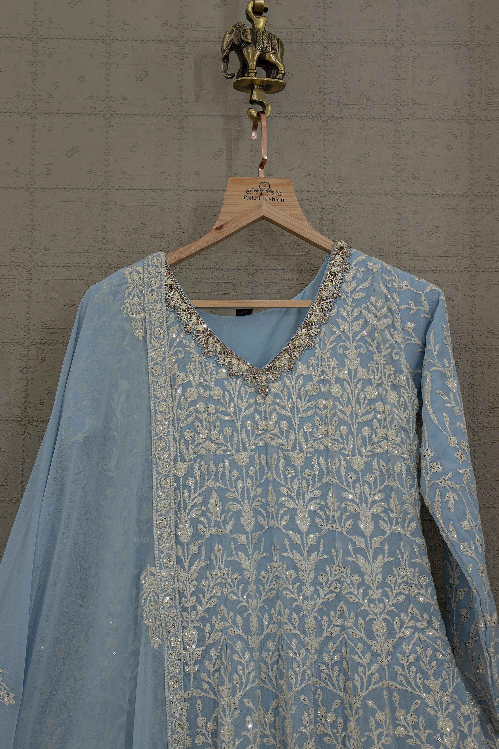 Timeless Chikankari Georgette Anarkali Gown – Palkhi Fashion