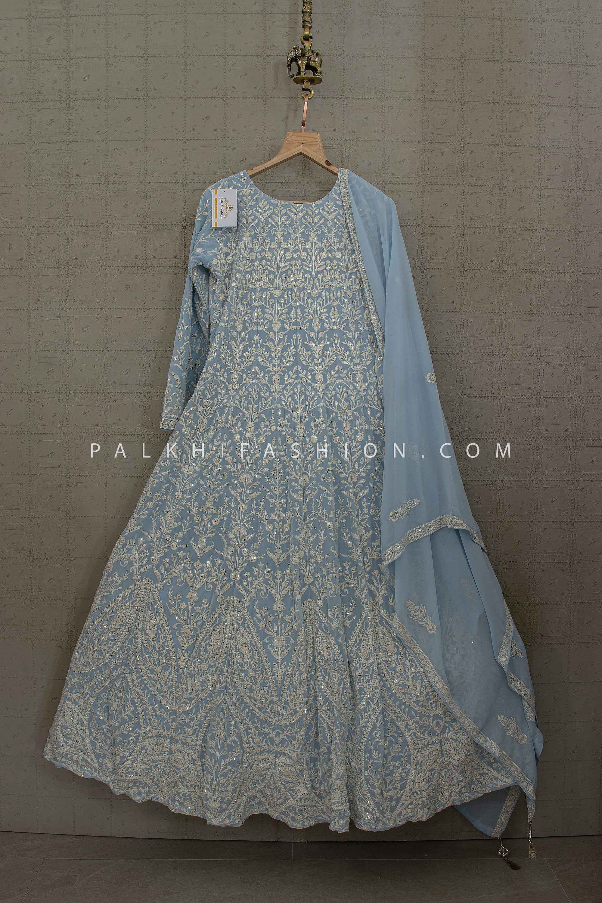 Timeless Chikankari Georgette Anarkali Gown – Palkhi Fashion