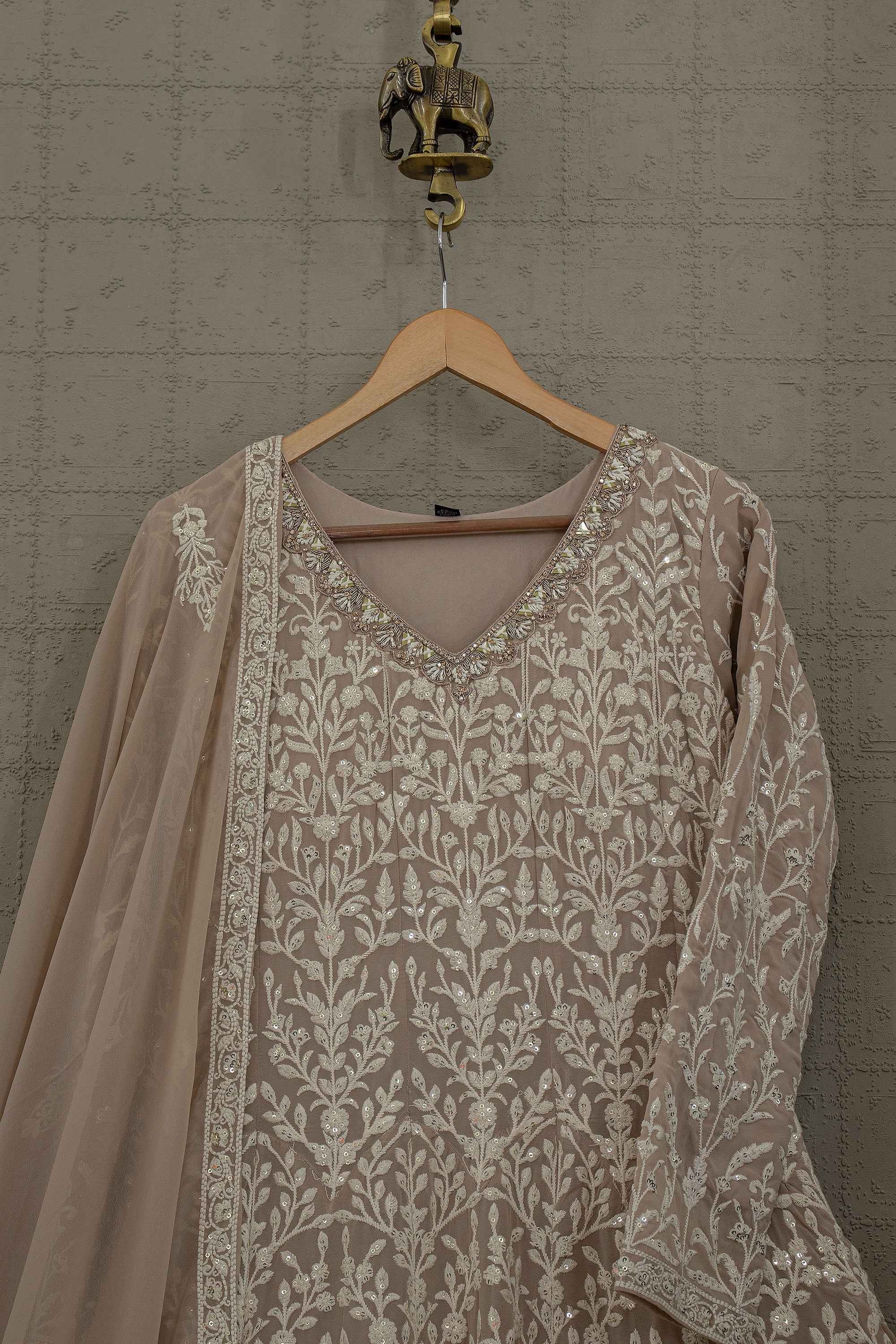 Timeless Chikankari Georgette Anarkali Gown – Palkhi Fashion