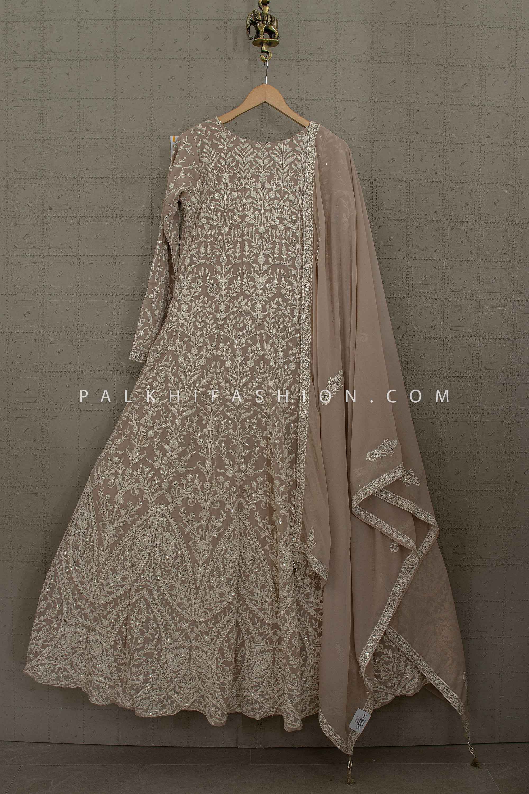 Timeless Chikankari Georgette Anarkali Gown – Palkhi Fashion