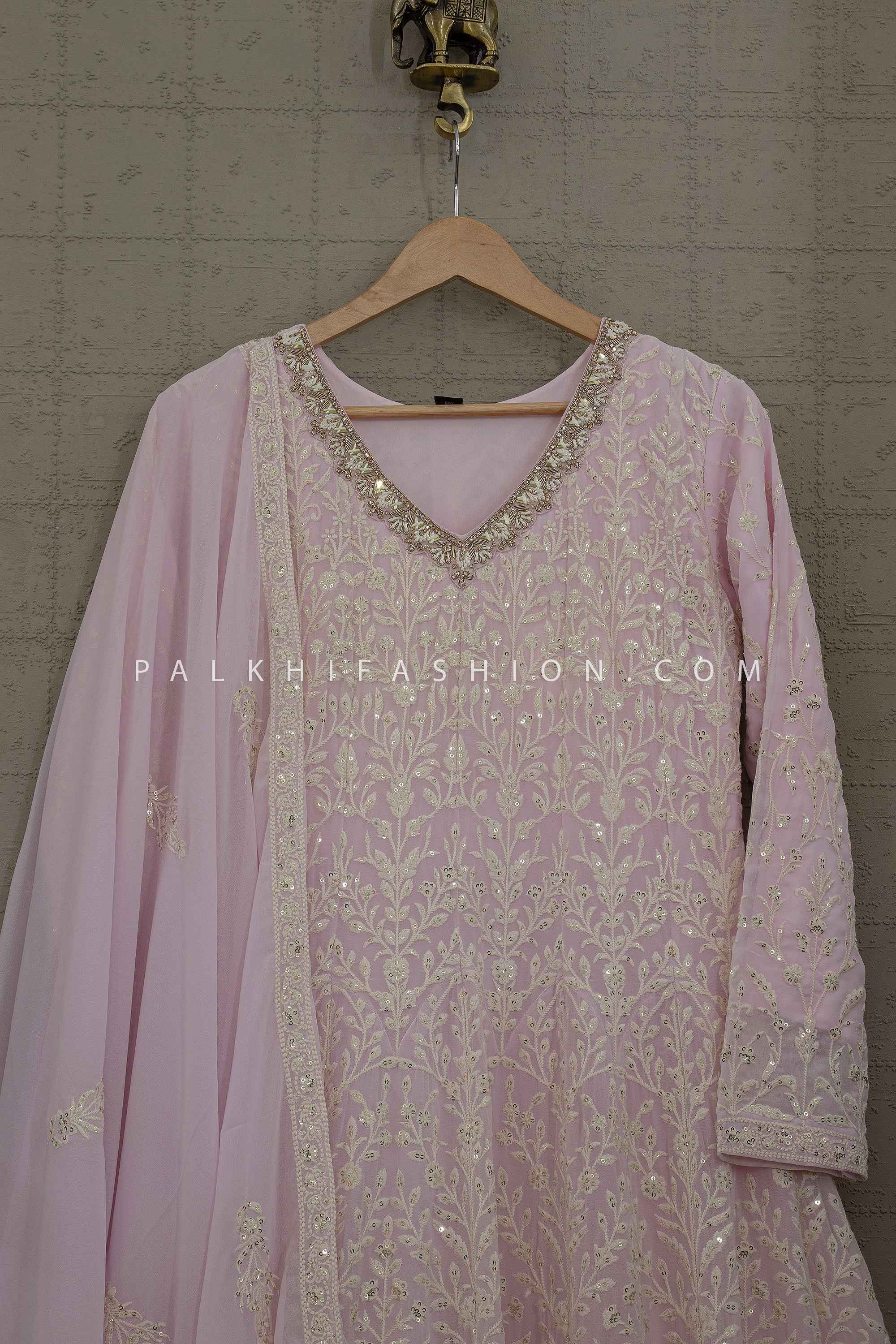 Timeless Chikankari Georgette Anarkali Gown – Palkhi Fashion