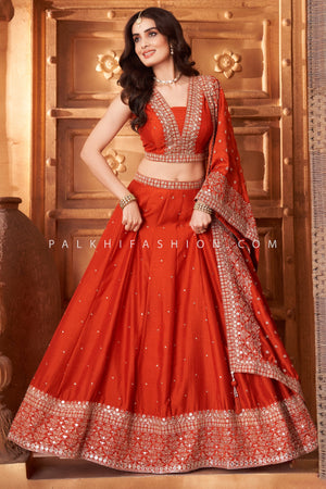 Timeless Elegance: Embroidered Silk Lehenga Choli – Palkhi Fashion