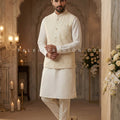 Timeless Royal Classic - White Silk Kurta with Lakhnavi Jacket – Palkhi Fashion