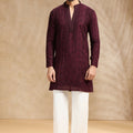 ✨ Wine Luxe: Men’s Wine Designer Kurta Pajama with Elegant Work– Palkhi Fashion