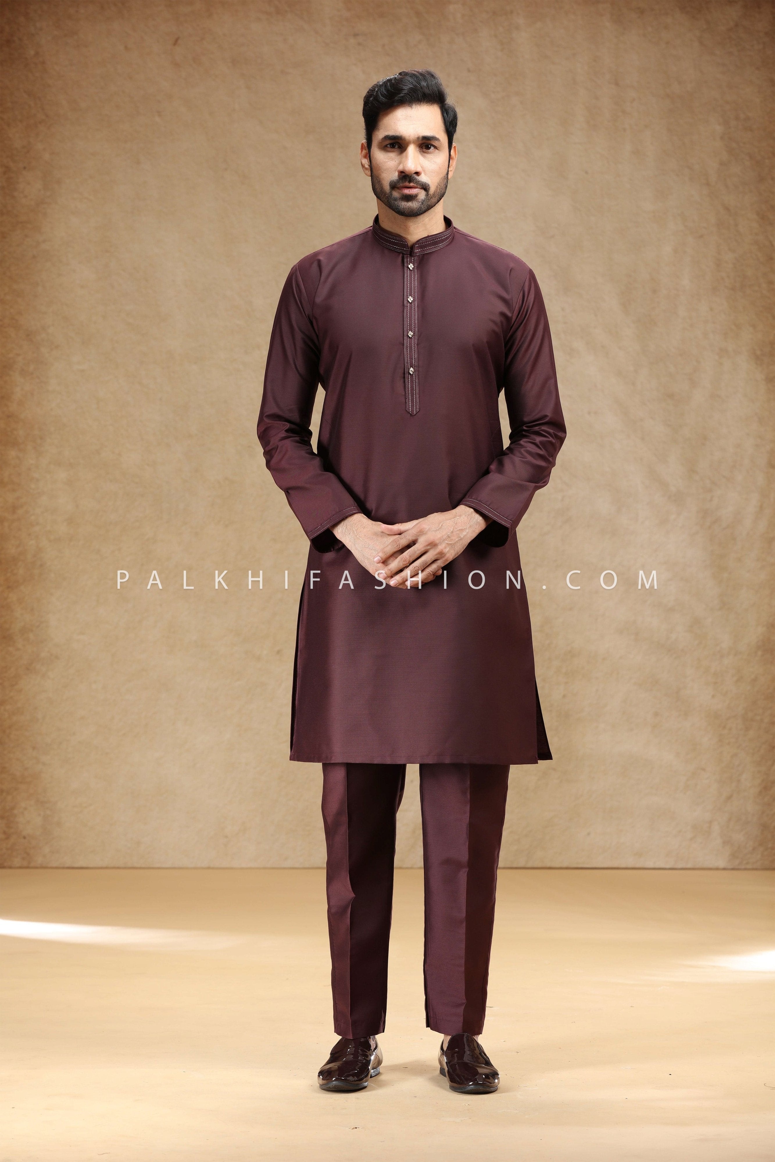 Wine Soft Silk Men’s Kurta Pajama – Palkhi Fashion