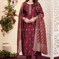 Wine Straight Suit with Pure Silk Embroidered Dupatta – Palkhi Fashion