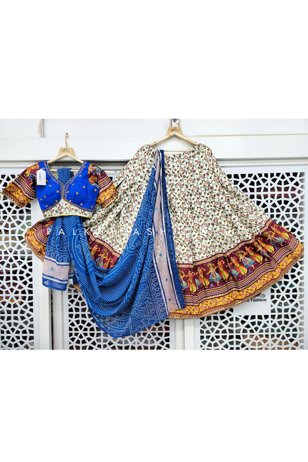 Multi Color Art silk Navratri Chaniya Choli With Attractive Prints