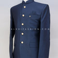 Navy Blue Soft Silk Jodhpuri Suit From Palkhi Fashion 