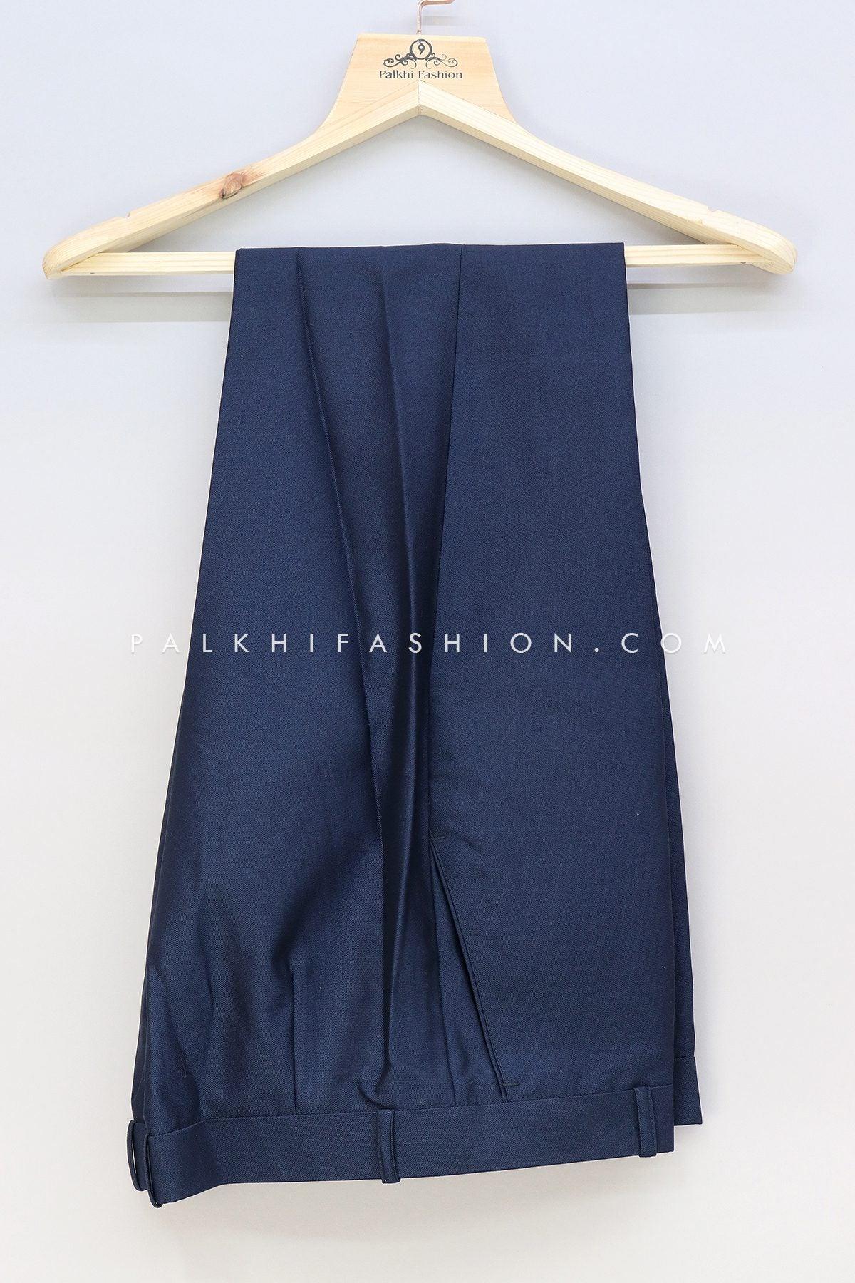 Navy Blue Soft Silk Jodhpuri Suit From Palkhi Fashion 