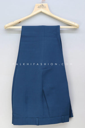 Petrol Blue Pure Silk Jodhpuri Suit With Classic Embroidery 