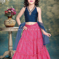 Pink/Blue Girls Lehenga Choli With Bandhani Work 