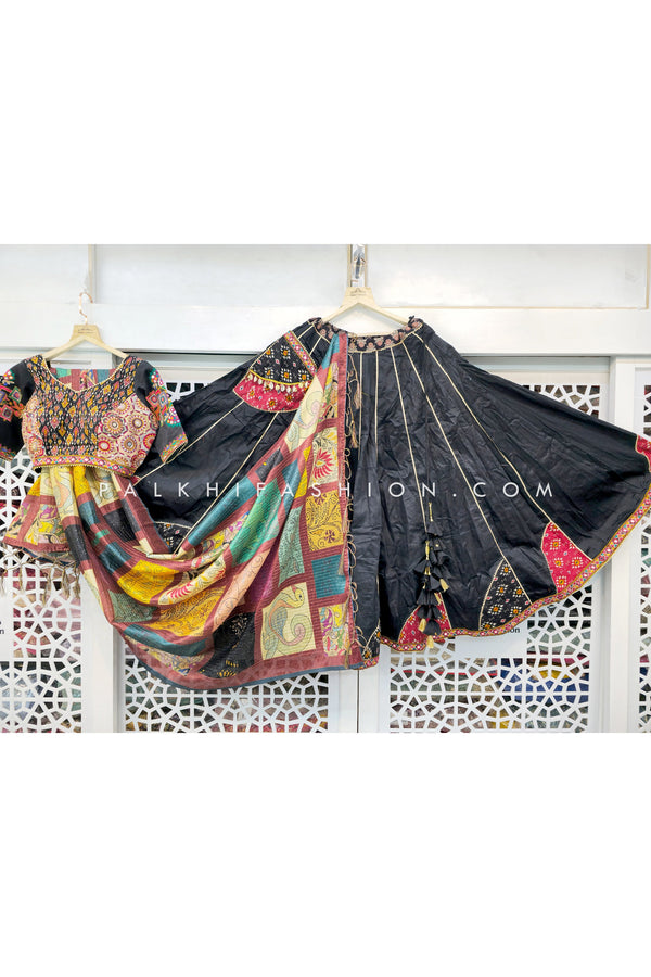 Appealing Black Navratri Chaniya Choli With Embroidery Work - Palkhi Fashion