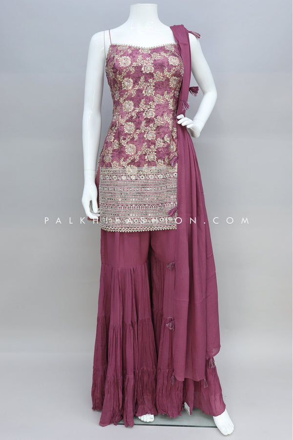 Appealing Mauve Color Palazzo Outfit - Palkhi Fashion