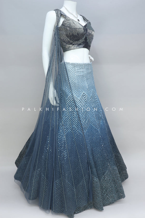 Blue Designer Lehenga Choli With Appealing Work - Palkhi Fashion