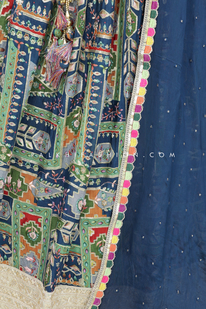 Blue Multicolor Designer Lehenga Choli With Dazzling Work - Palkhi Fashion