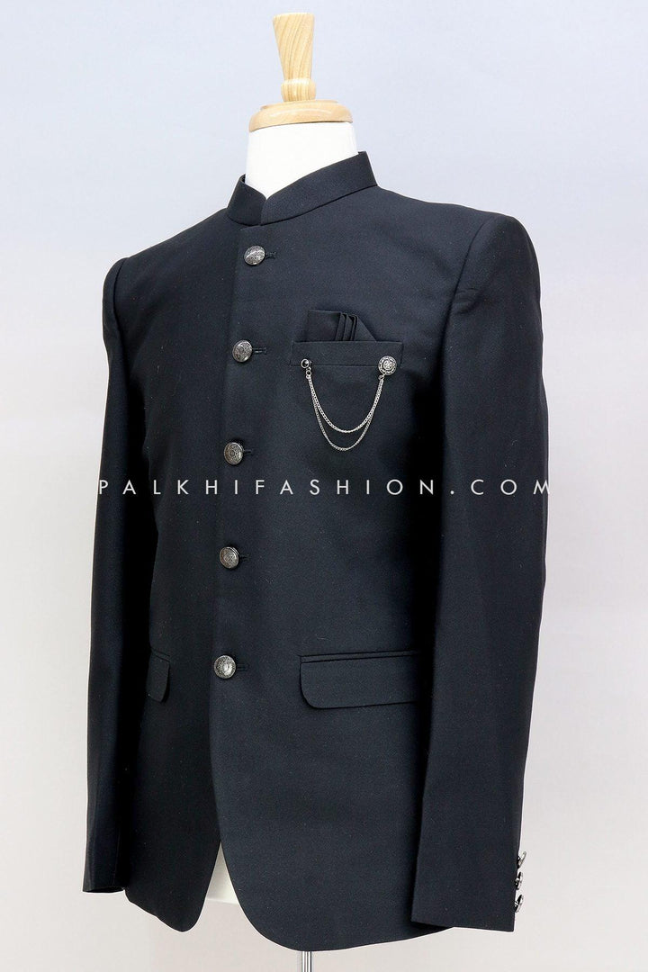 Classic Black Silk Jodhpuri Suit From Palkhi Fashion - Palkhi Fashion
