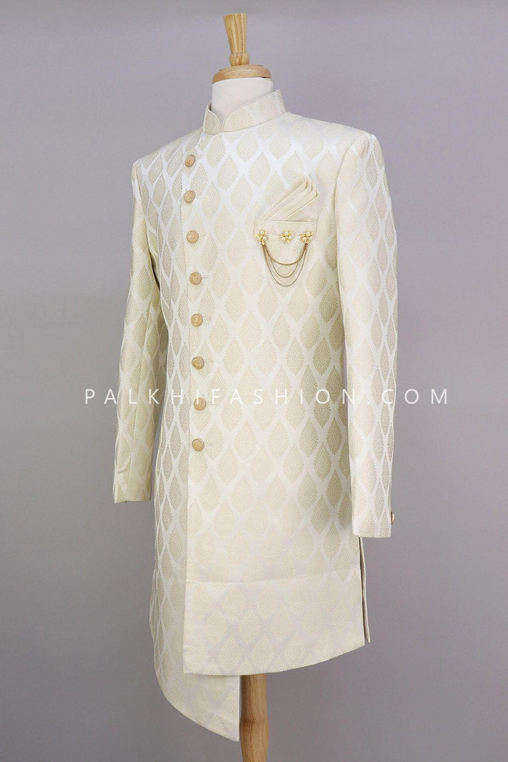 Classic Cream Silk Indo-Western With Attractive Style-Palkhi Fashion - Palkhi Fashion