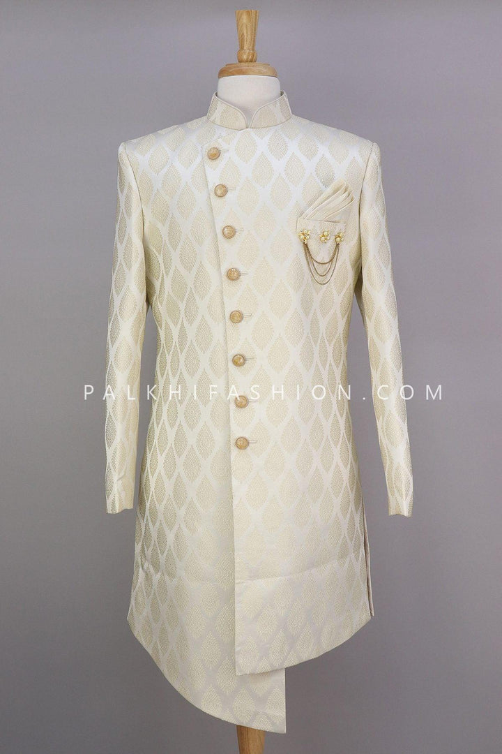 Classic Cream Silk Indo-Western With Attractive Style-Palkhi Fashion - Palkhi Fashion