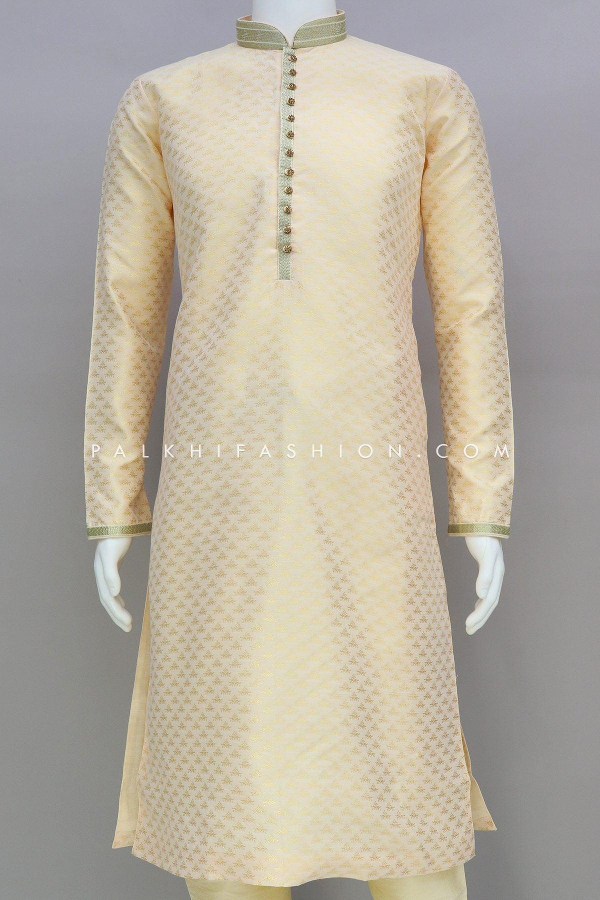 Cream Embroidery Work Men's Kurta Pajama – Palkhi Fashion