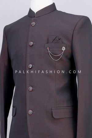Dark Wine Pure Silk Jodhpuri Suit With Elegant Look 