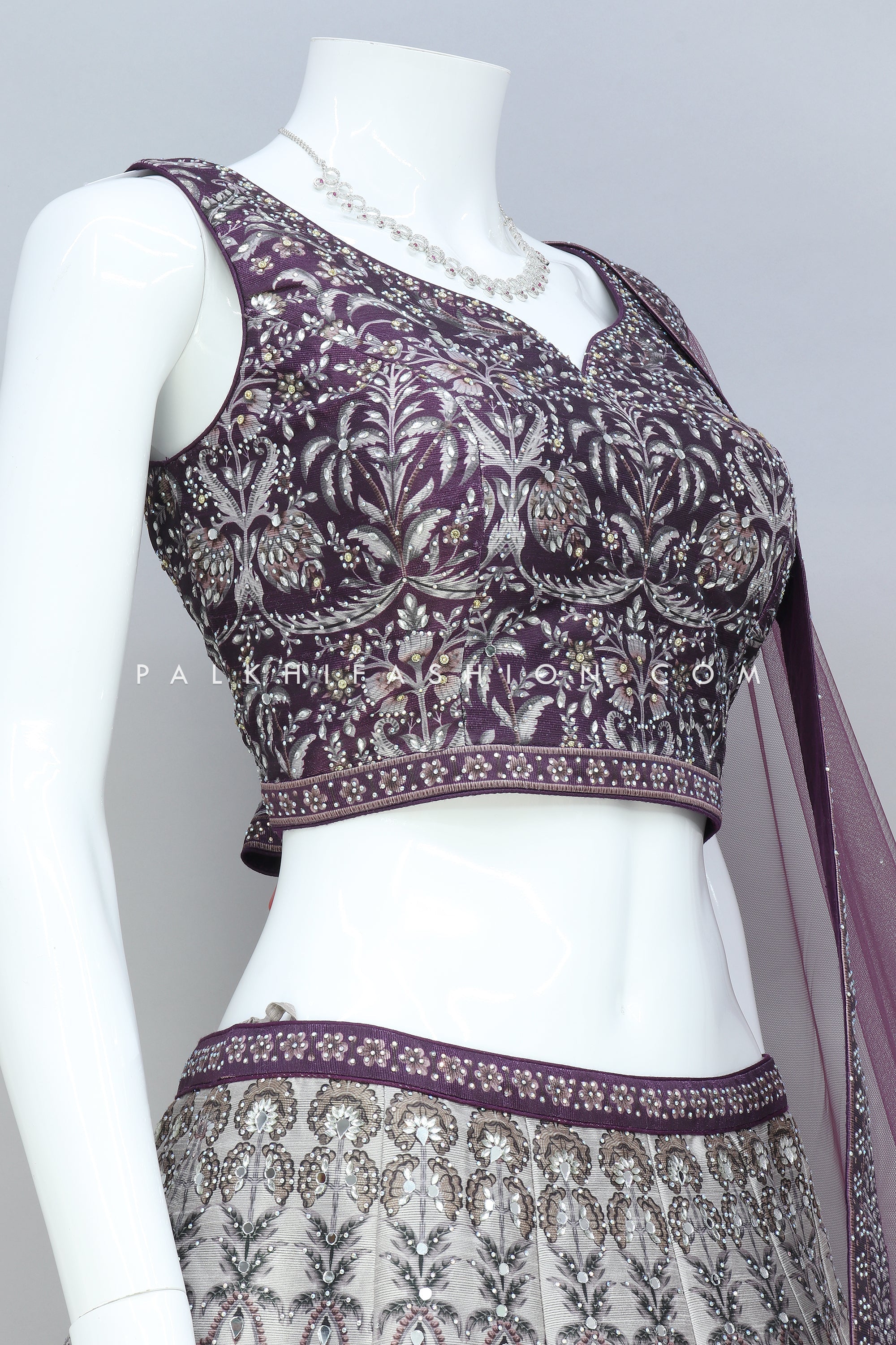 Designer Wine Ombre Lehenga Choli With Stone Work - Palkhi Fashion