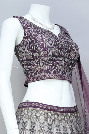 Designer Wine Ombre Lehenga Choli With Stone Work - Palkhi Fashion