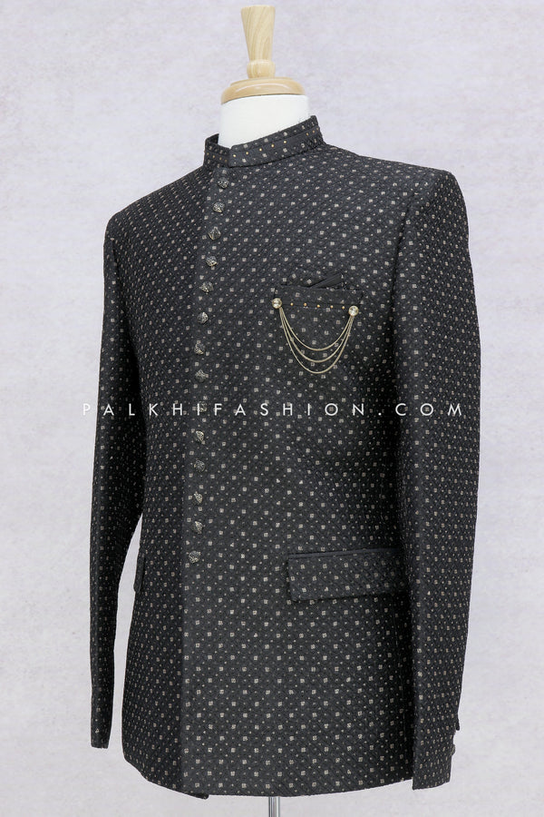 Festive Black Jodhpuri Suit With Embroidery Work - Palkhi Fashion
