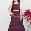 Glamourous Wine Color Designer Girls Lehenga Choli 