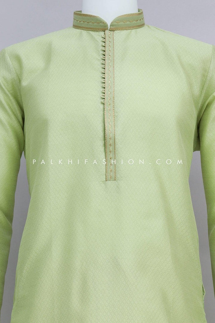 Light Green Soft Silk Men's Kurta Pajama - Palkhi Fashion